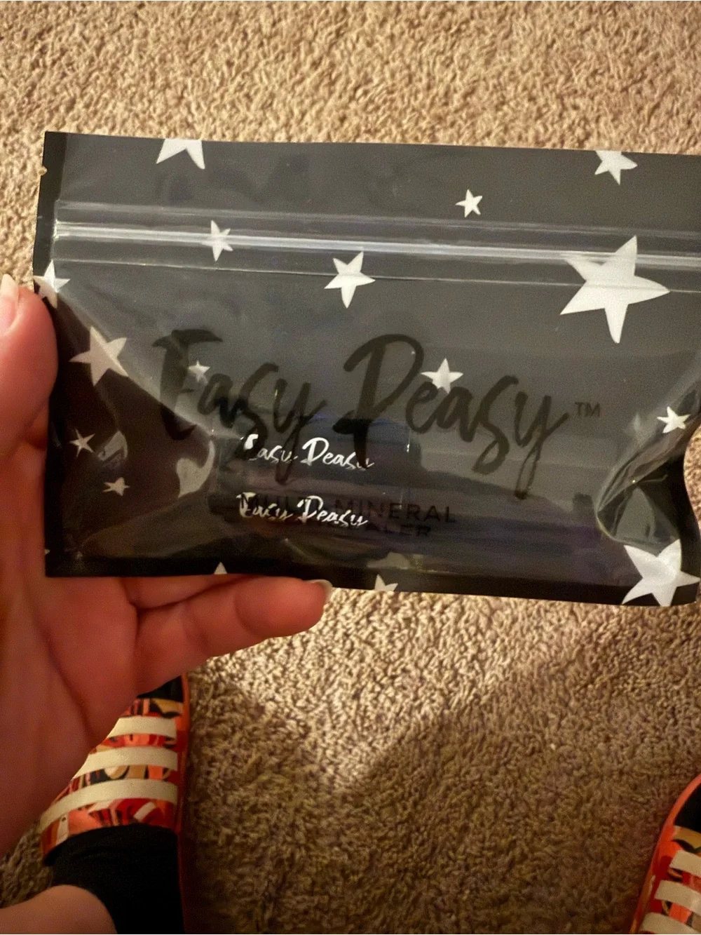 Belle by Kim Gravel Easy Peasy Concealer Pouch in Black and White Star Print